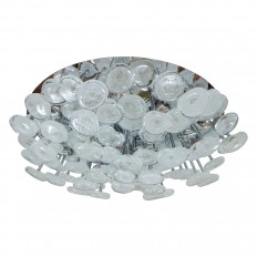 Nickel flush mount fixture with frosted white glass